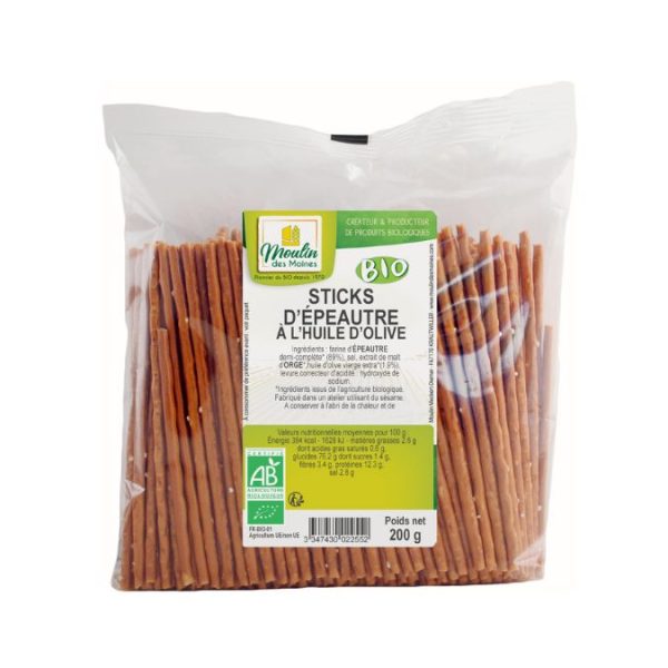 Sticks d'épeautre à l'huile d'olive 200g bio